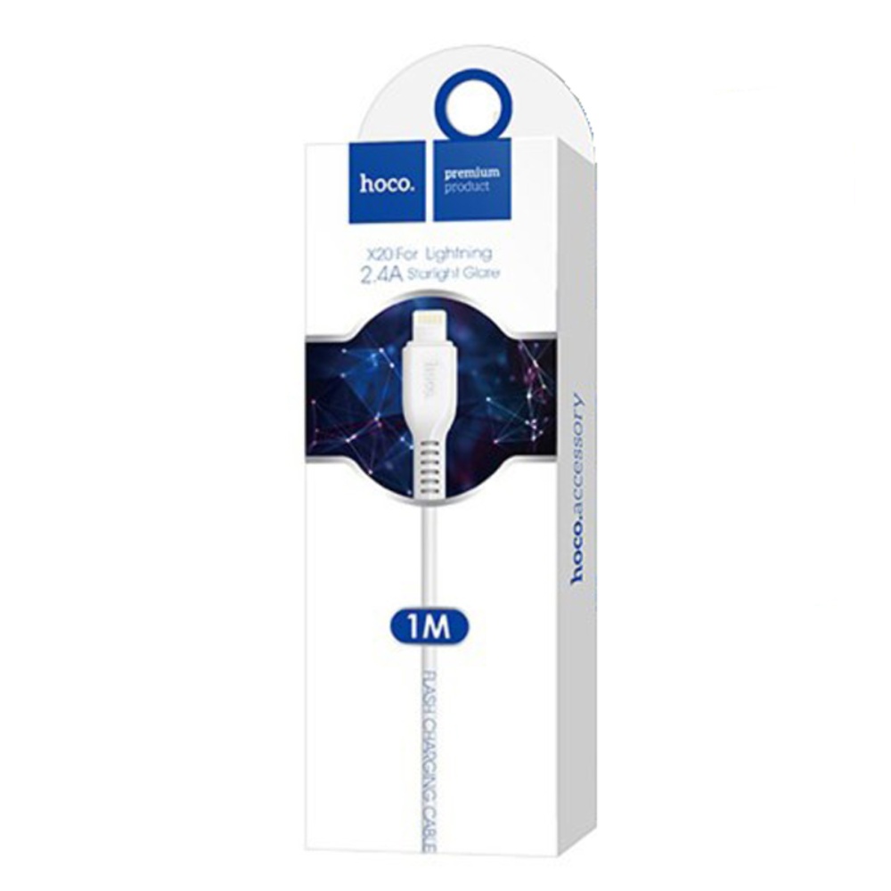 Кабель Hoco X20 USB to Lightning 1m white