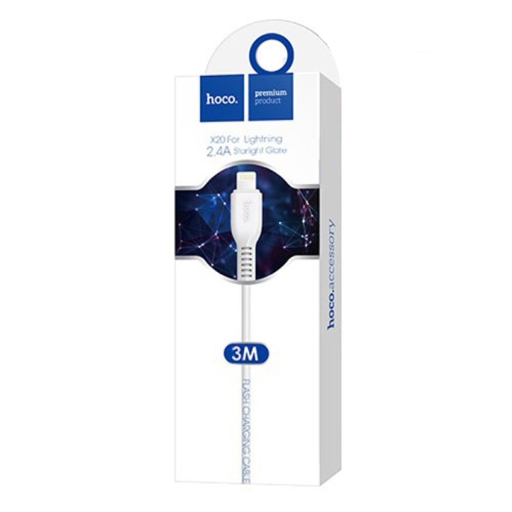 Кабель Hoco X20 USB to Lightning 3m white