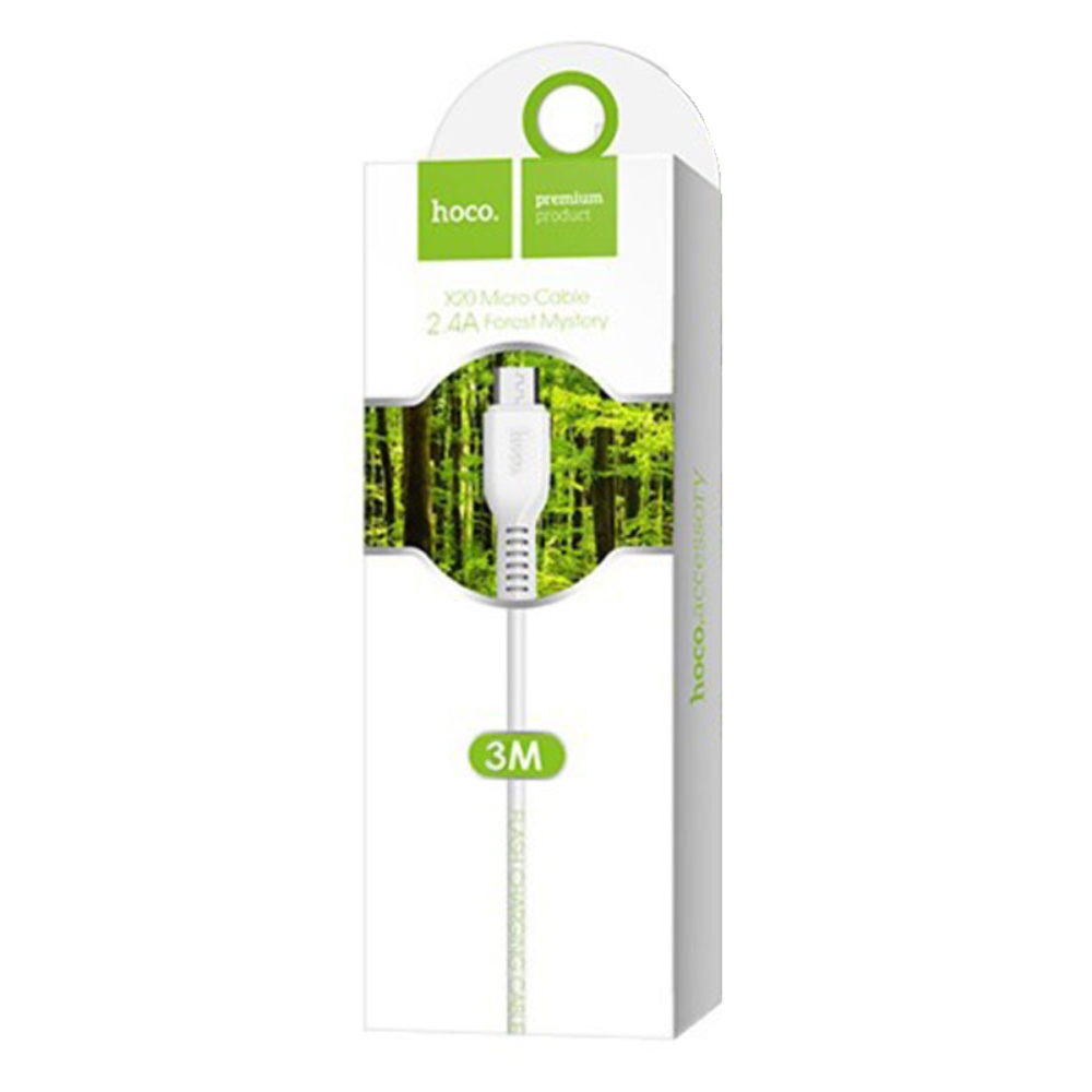 Кабель Hoco X20 USB to MicroUSB 3m white