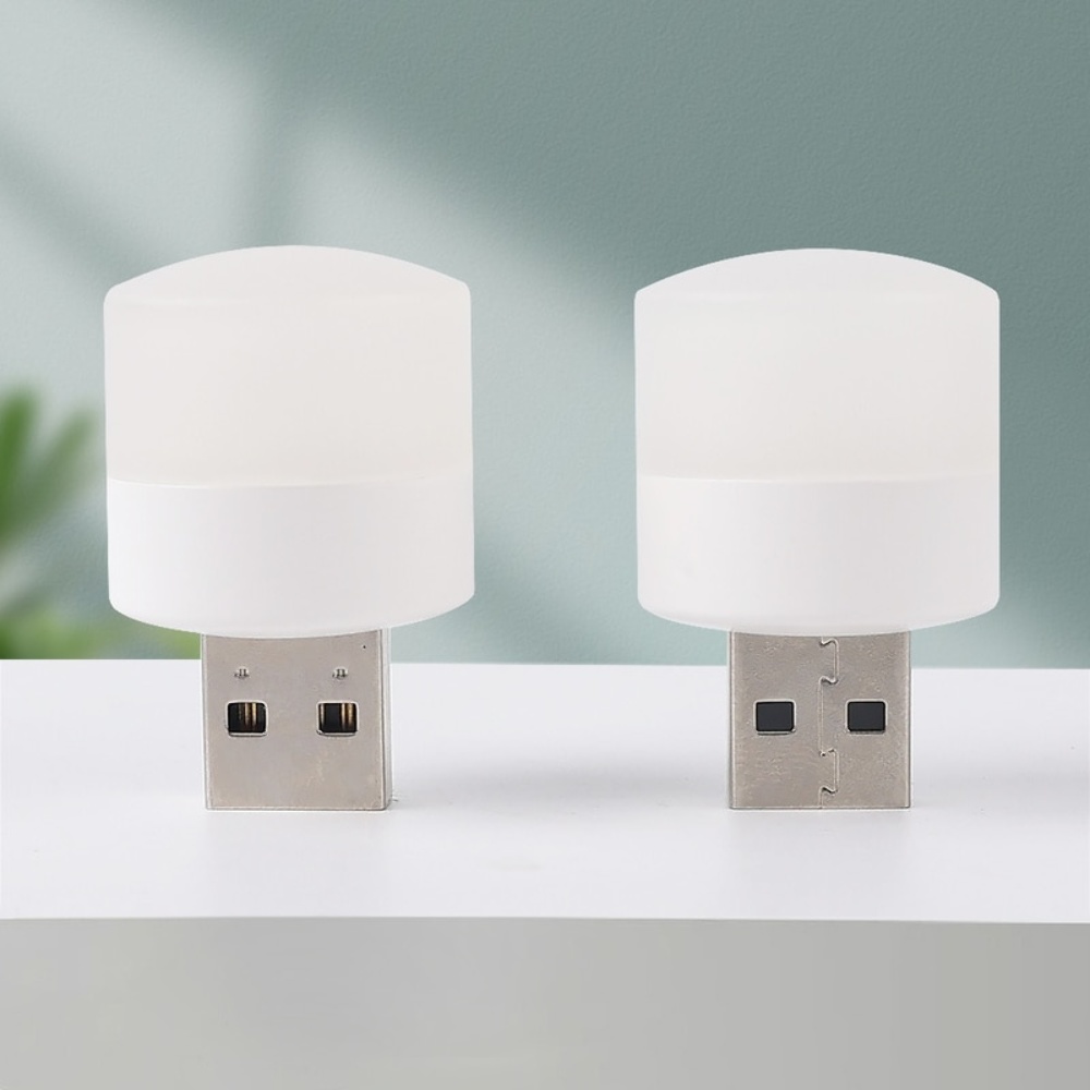 USB LED лампочка цилиндрическая, теплый свет белая