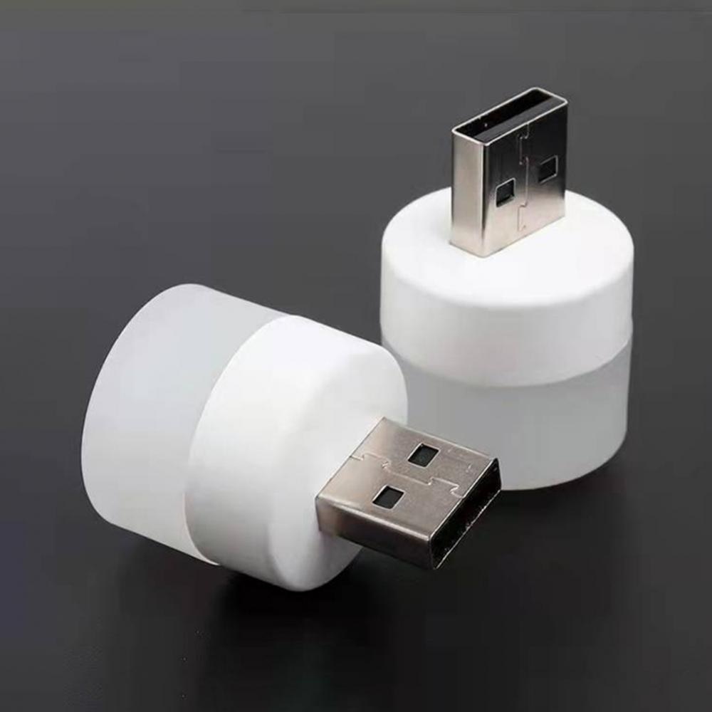 USB LED лампочка цилиндрическая, холодный свет белая