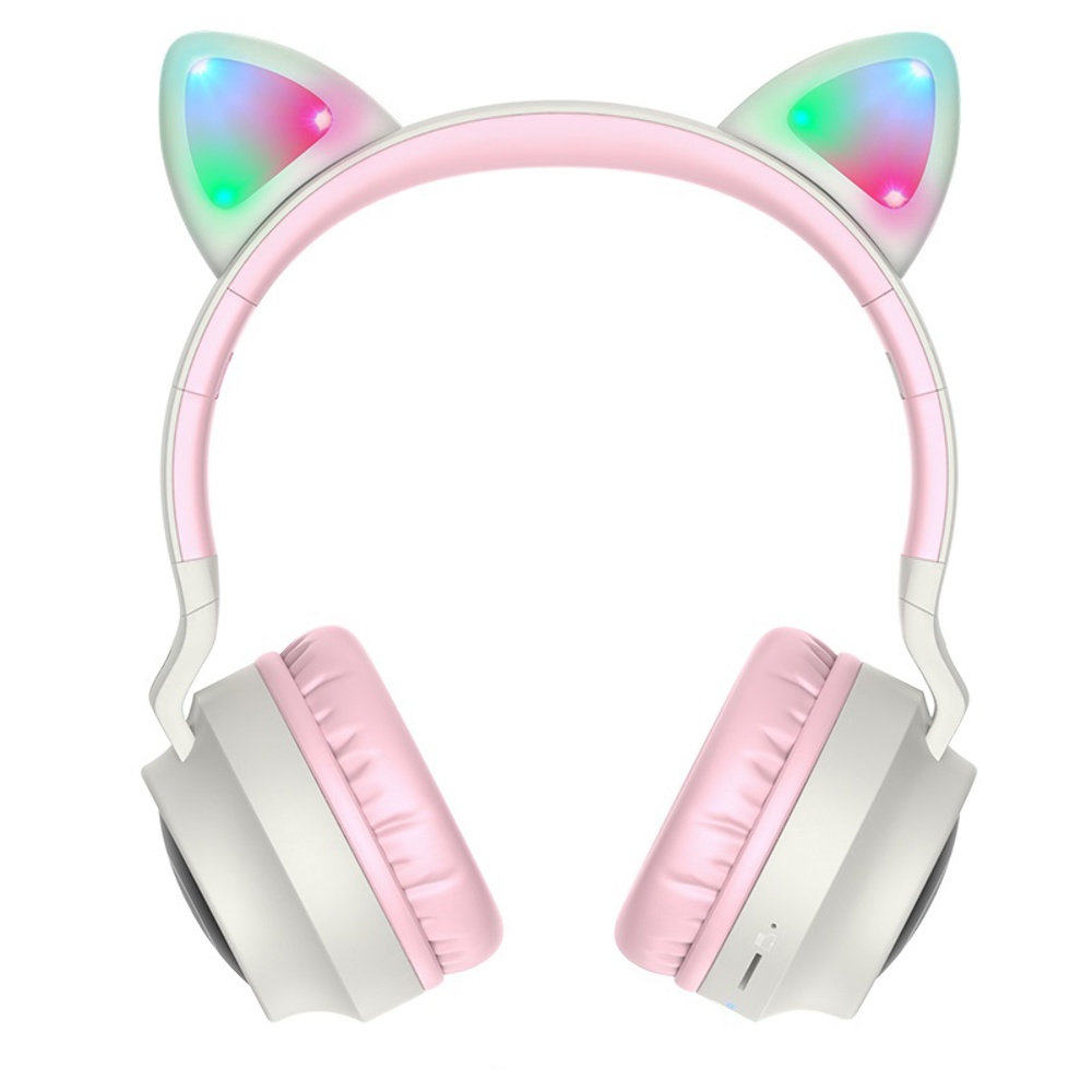Беспроводные наушники Hoco W27 Cat Ear накладные с ушками и LED подсветкой gray