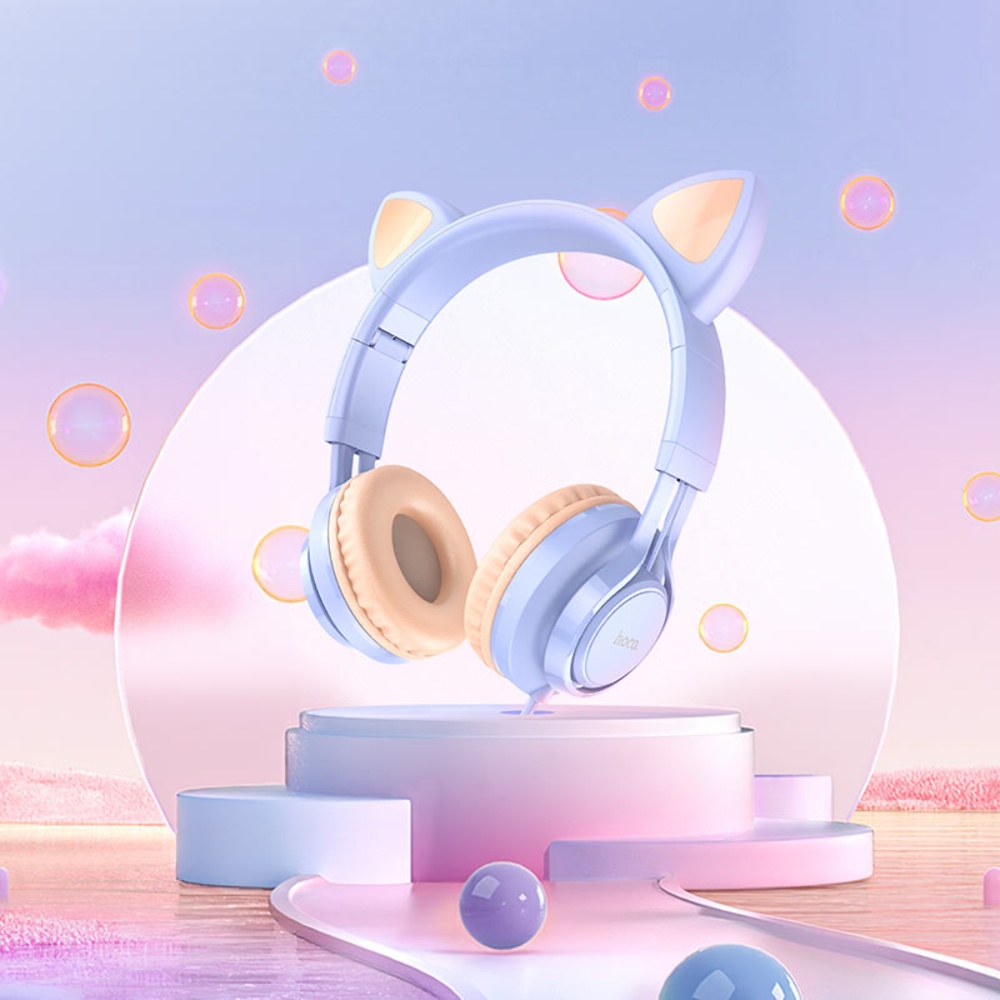Наушники накладные Hoco W36 Cat Ear с ушками Jack 3.5 midnight blue