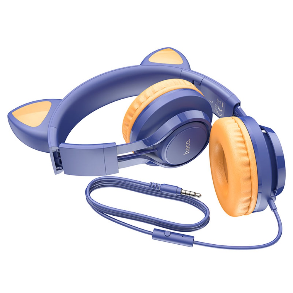 Наушники накладные Hoco W36 Cat Ear с ушками Jack 3.5 dream blue