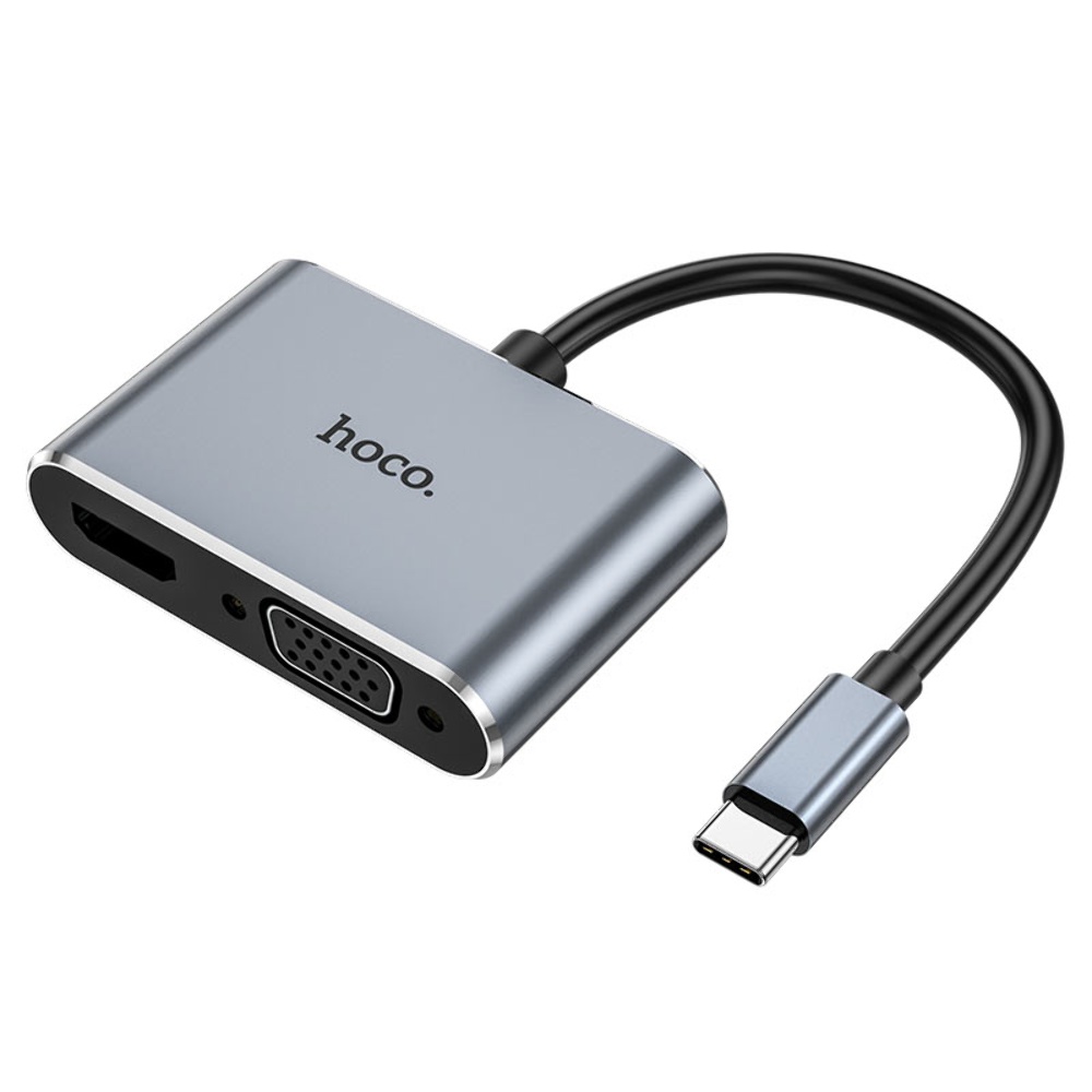 Мультиадаптер хаб Hoco HB29 2в1 Type-C to HDMI (F)/ VGA (F) 0.15m