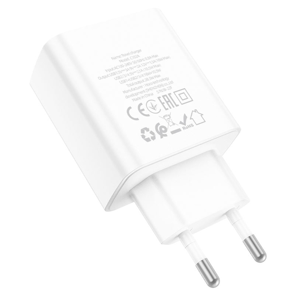 Сетевое зарядное устройство Hoco C102A 4 USB QC 18W белое