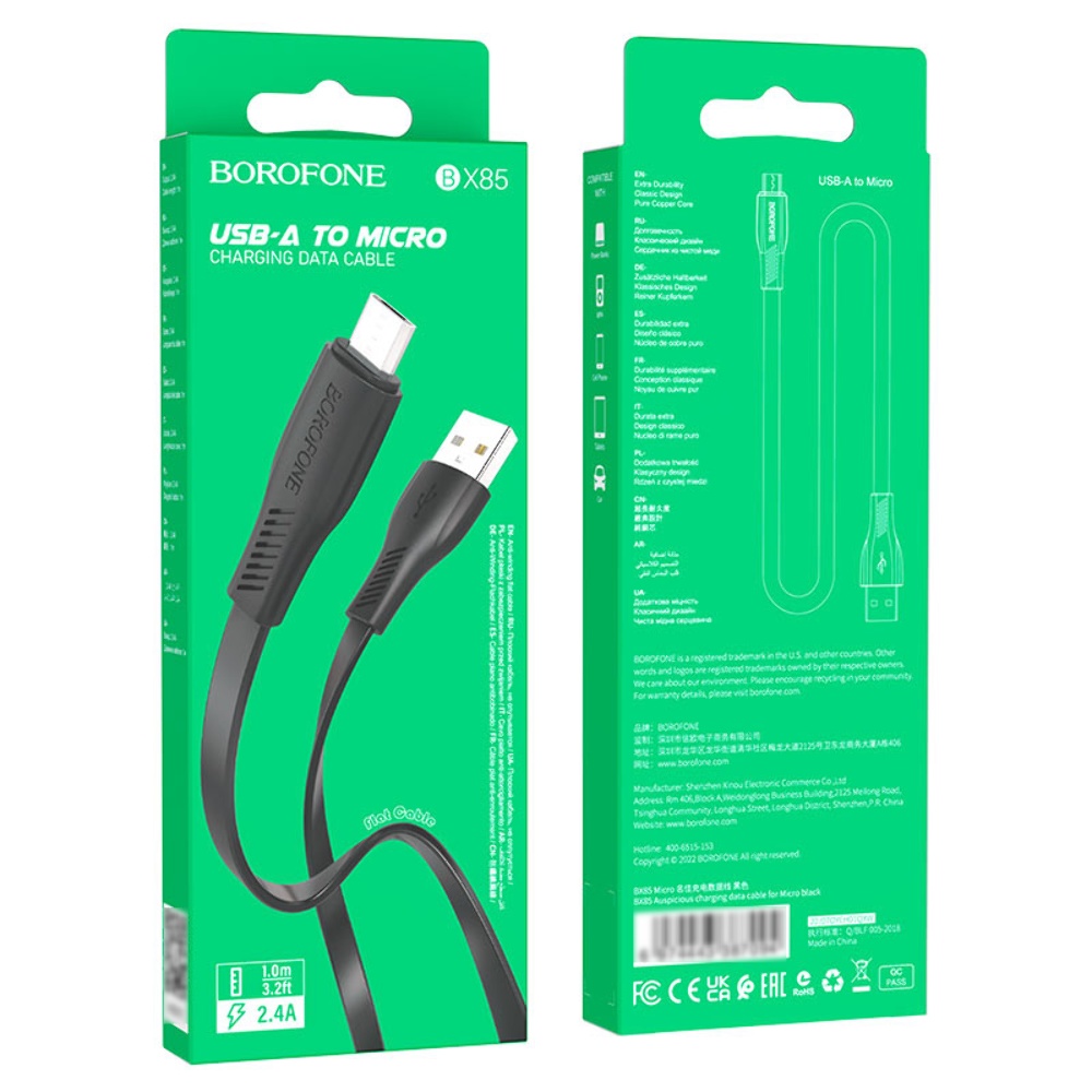 Кабель Borofone BX85 USB to MicroUSB 1m black
