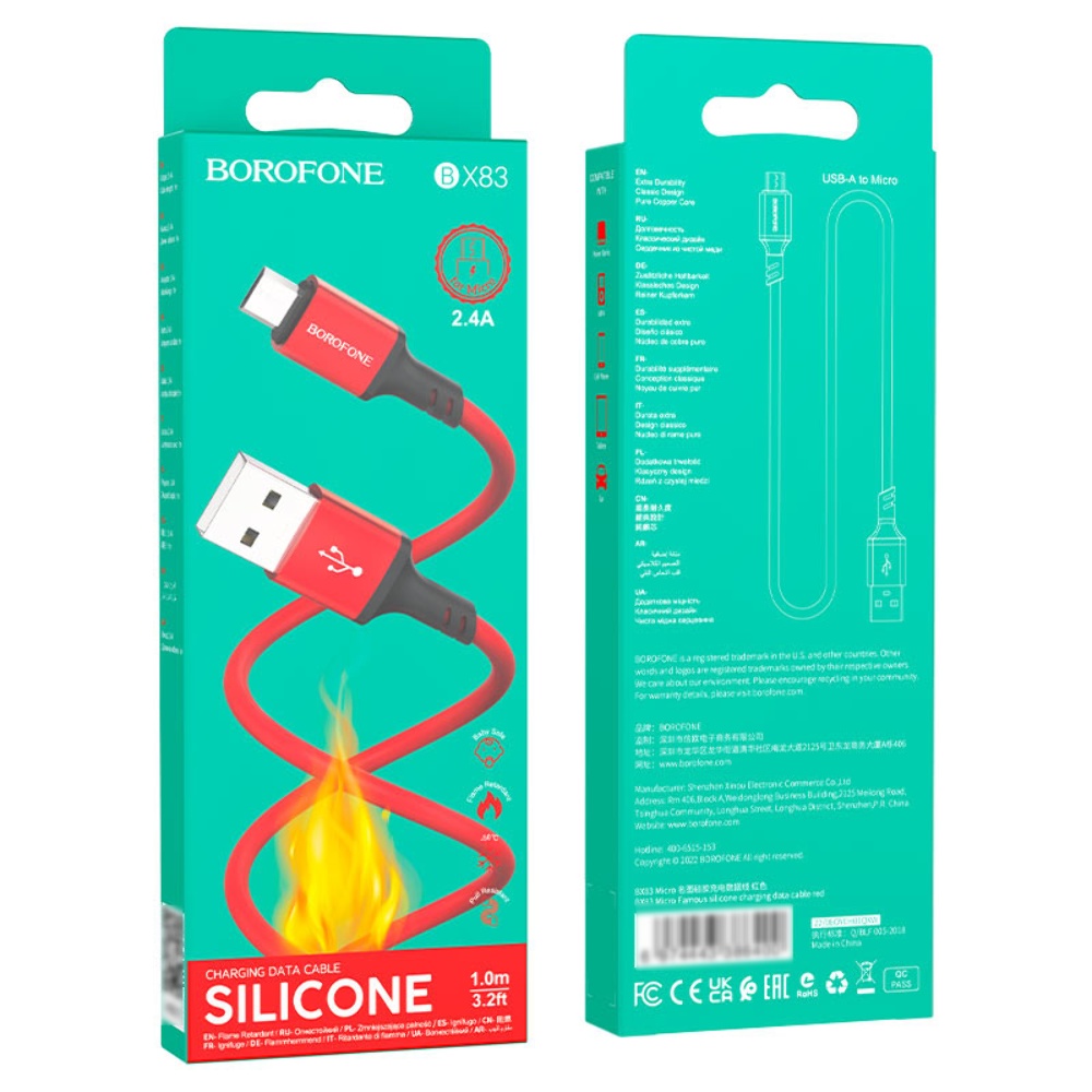 Кабель Borofone BX83 USB to MicroUSB 1m red