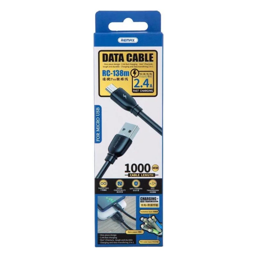Кабель Remax RC-138m USB to MicroUSB 1m black