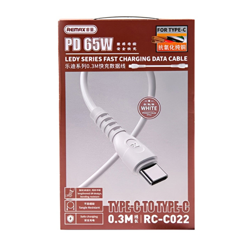 Кабель Remax RC-C022 Type-C to Type-C PD 65W 0.3m white