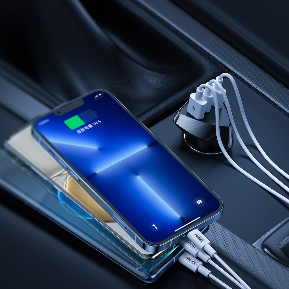 Автомобильное зарядное устройство Remax RCC-323 2 USB/ Type-C QC PD 49.5W черное