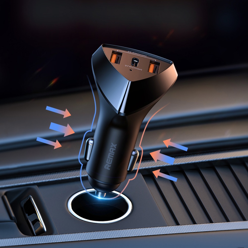Автомобильное зарядное устройство Remax RCC-323 2 USB/ Type-C QC PD 49.5W черное