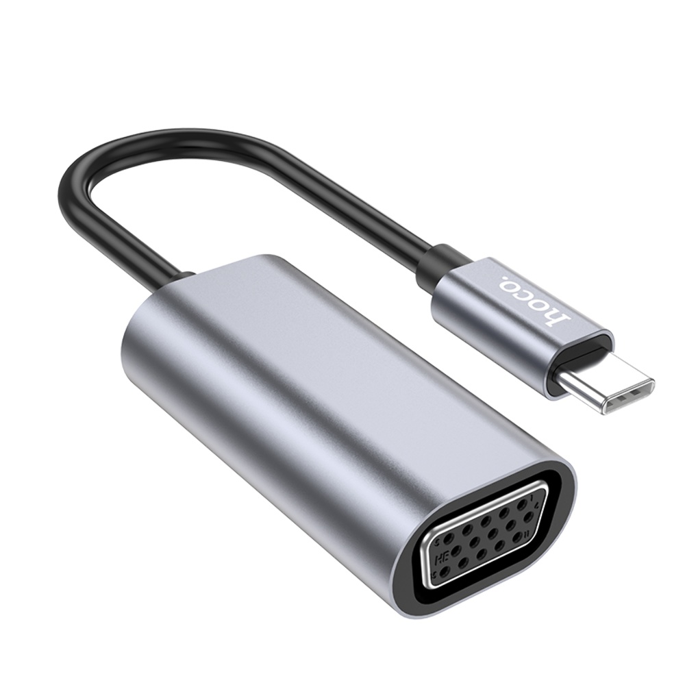 Адаптер переходник Hoco UA21 Type-C to VGA (F) 0.13m черно-серебристый