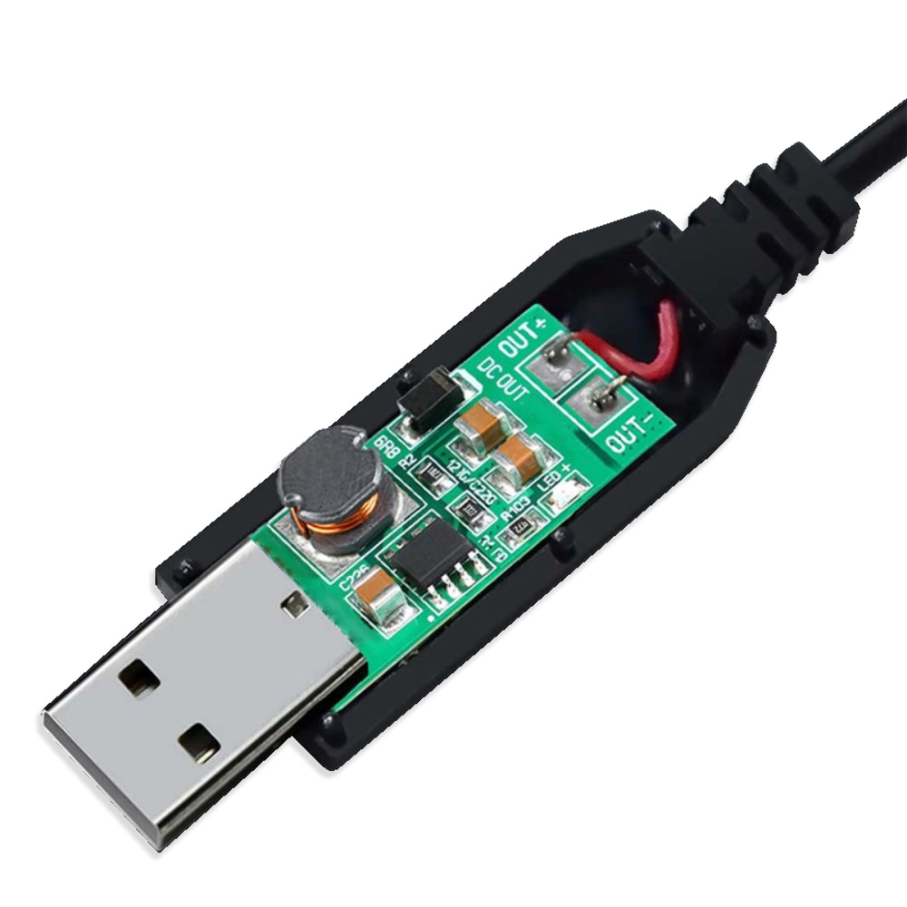 Кабель USB для роутера с преобразователем напряжения 5V-9V USB - DC 5.5x2.5 0.5A 1m черный