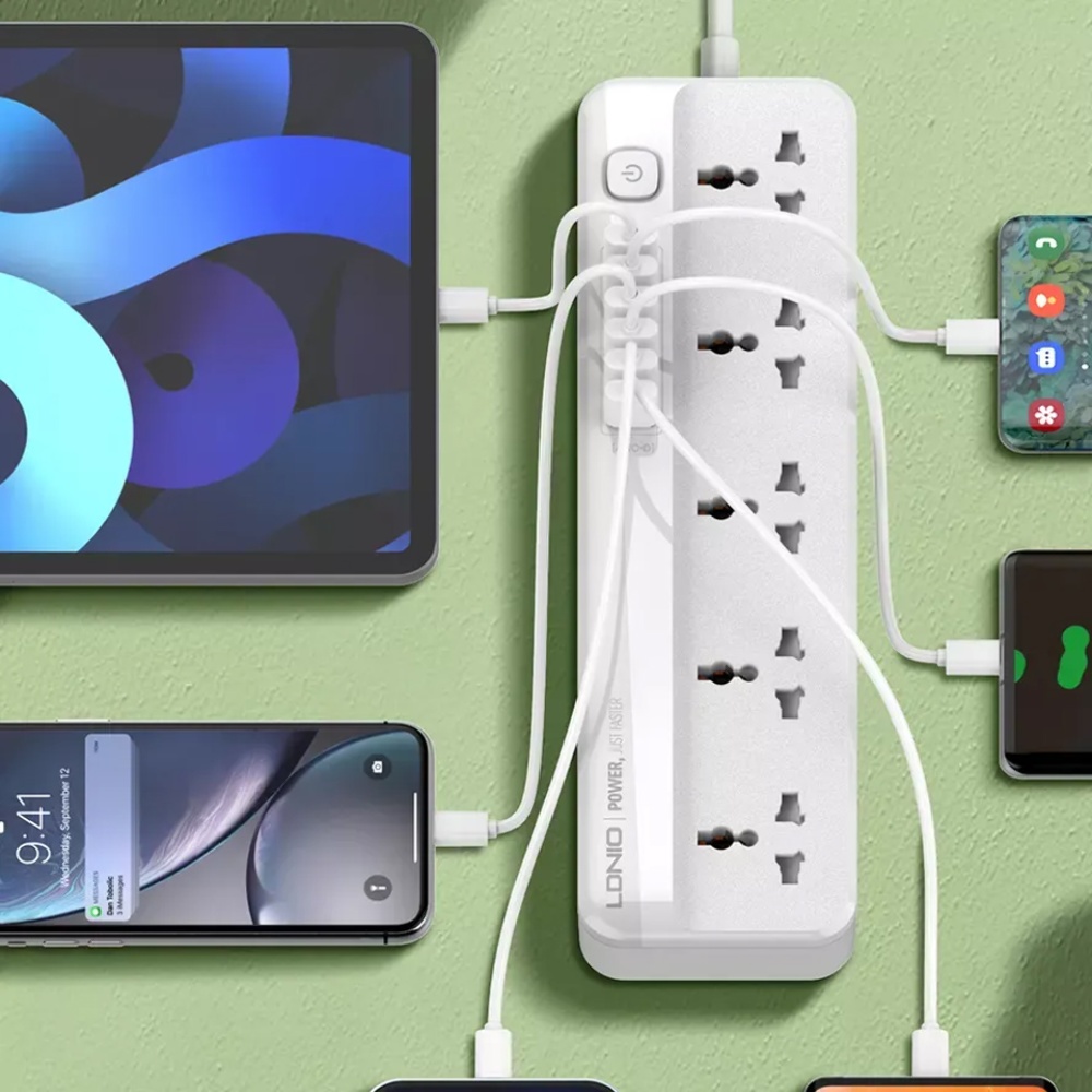 Сетевое зарядное устройство удлинитель Ldnio SC5614 6 USB 5 розеток 2m белый