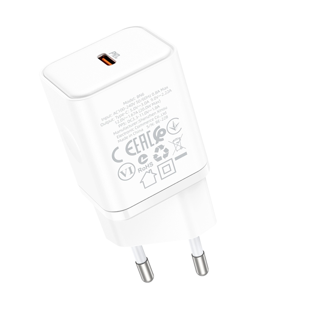 Сетевое зарядное устройство Borofone BN6 Type-C PD 20W белое