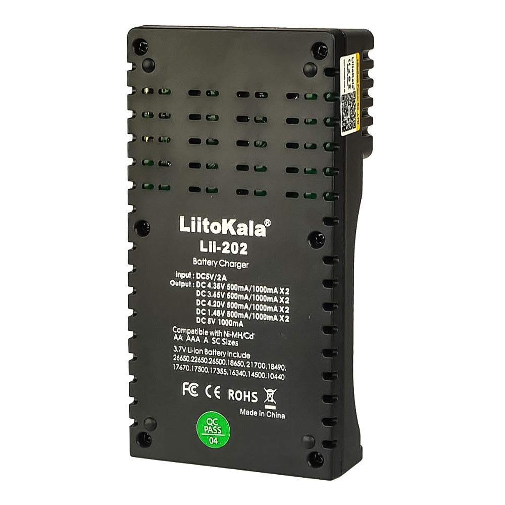 Сетевое зарядное устройство LiitoKala Lii-202 для аккумуляторов 18650/ АА/ ААА и других, 2 слота