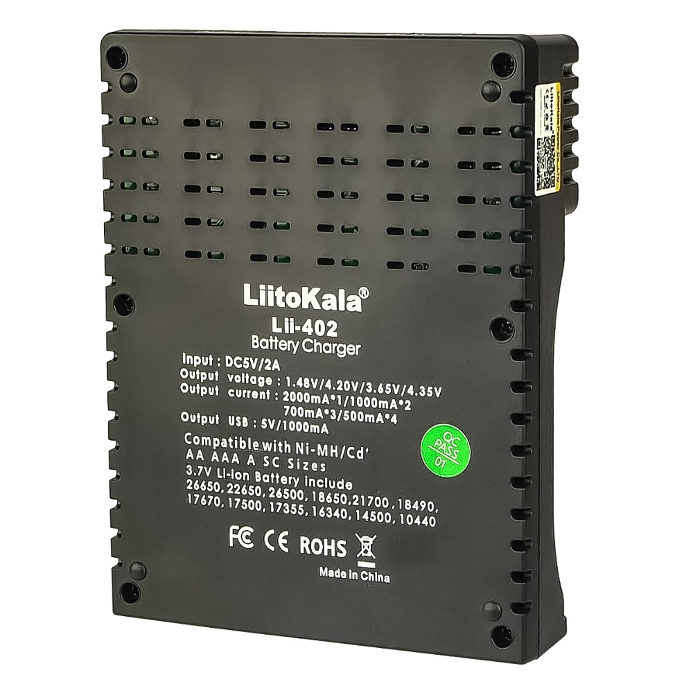 Сетевое зарядное устройство LiitoKala Lii-402 для аккумуляторов 18650/ АА/ ААА и других, 4 слота