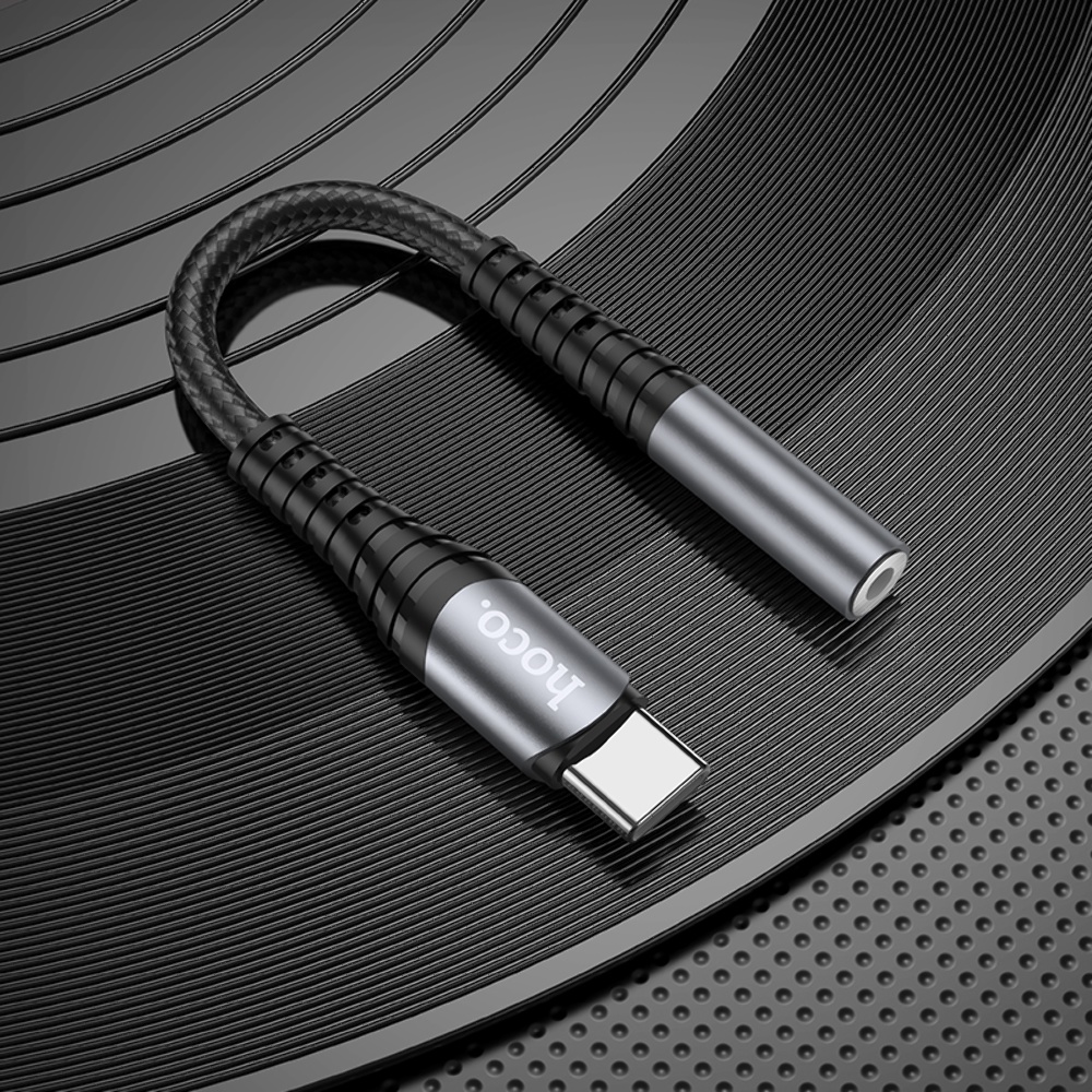 Адаптер переходник Hoco LS33 аудио конвертер Type-C to Jack 3.5 (F) 0.12m черно-серебристый