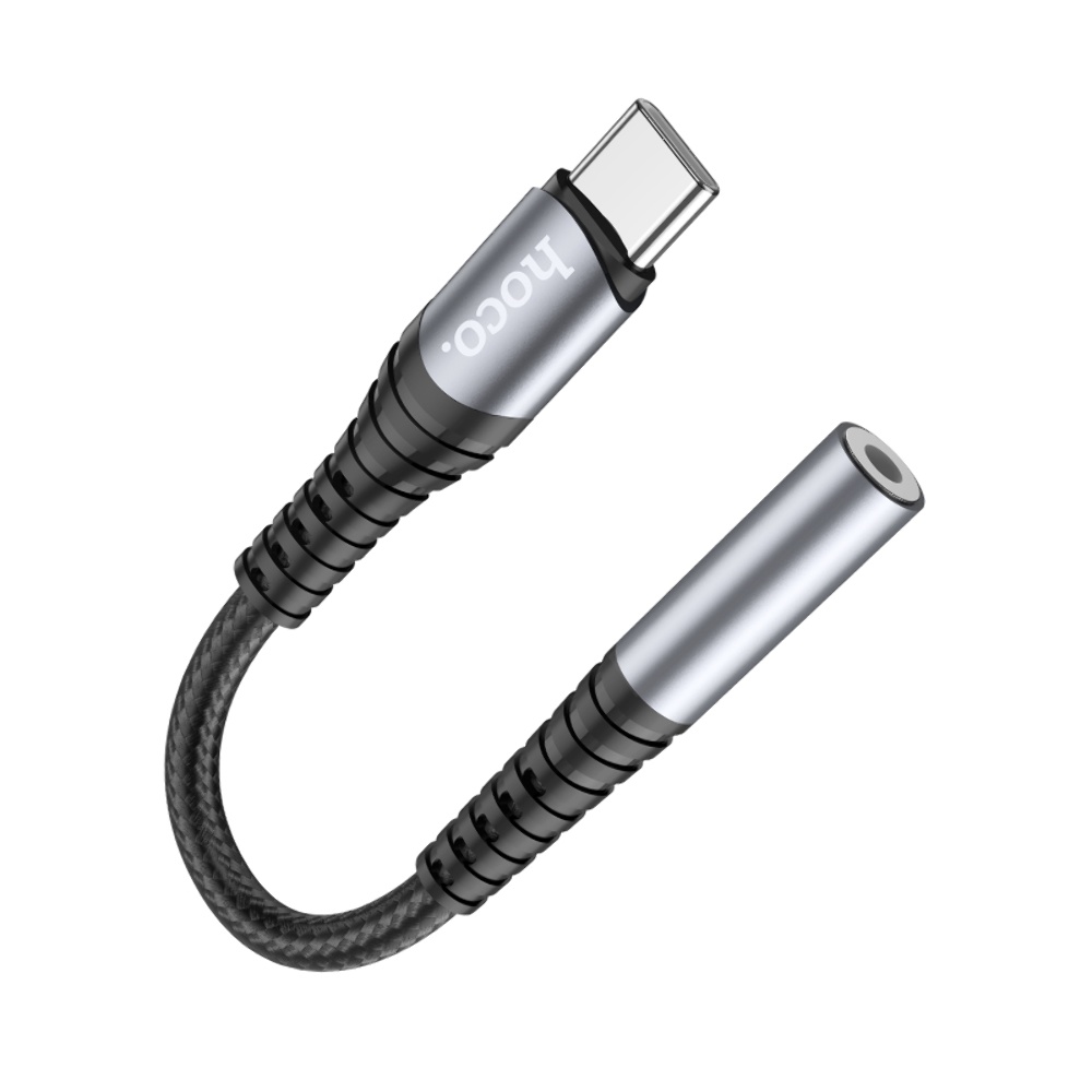 Адаптер переходник Hoco LS33 аудио конвертер Type-C to Jack 3.5 (F) 0.12m черно-серебристый