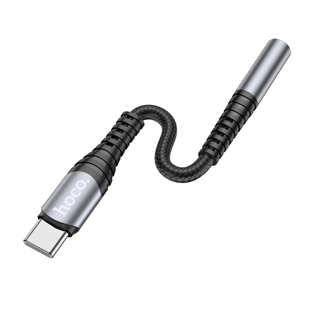 Адаптер переходник Hoco LS33 аудио конвертер Type-C to Jack 3.5 (F) 0.12m черно-серебристый