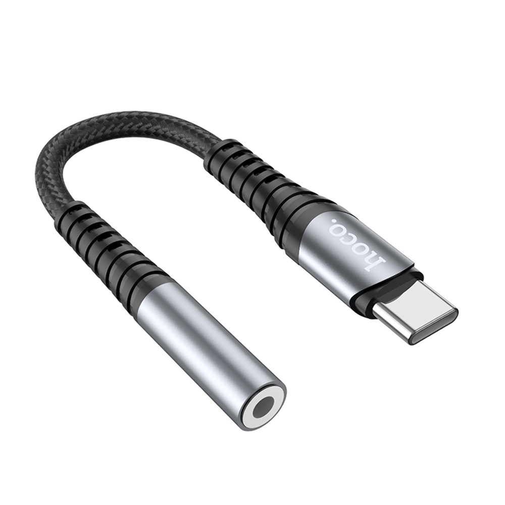 Адаптер переходник Hoco LS33 аудио конвертер Type-C to Jack 3.5 (F) 0.12m черно-серебристый