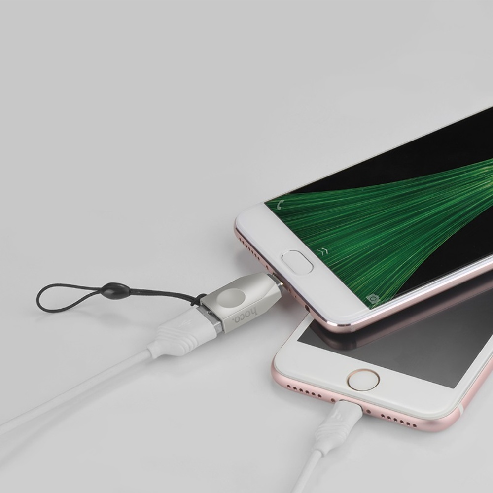 Адаптер переходник Hoco UA10 MicroUSB to USB 3.0 (F) серебристый
