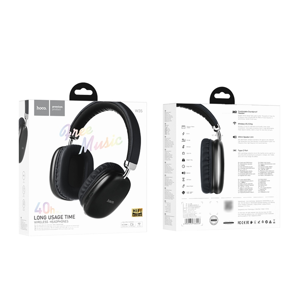 Беспроводные наушники Hoco W35 накладные black