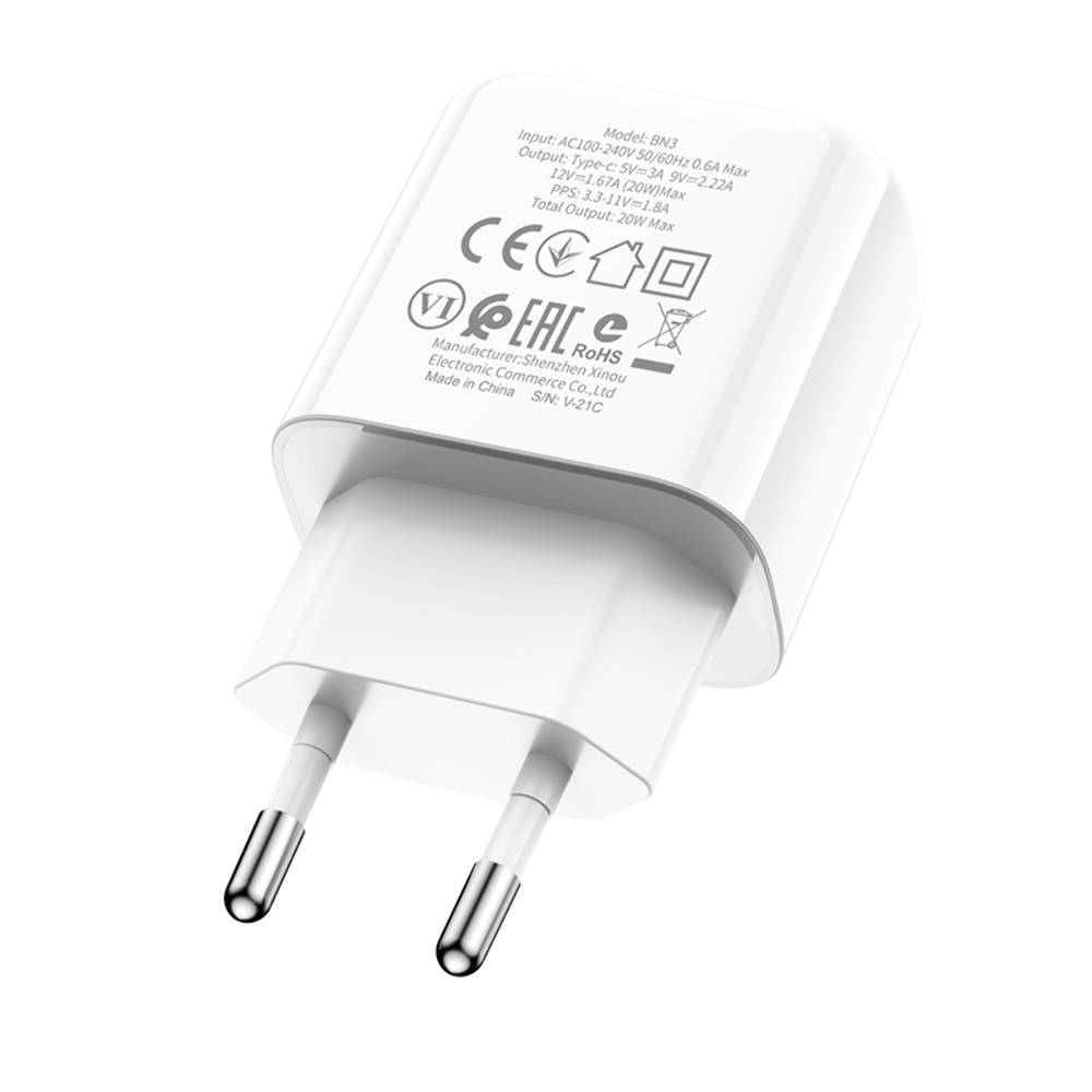 Сетевое зарядное устройство Borofone BN3 Type-C PD 20W белое