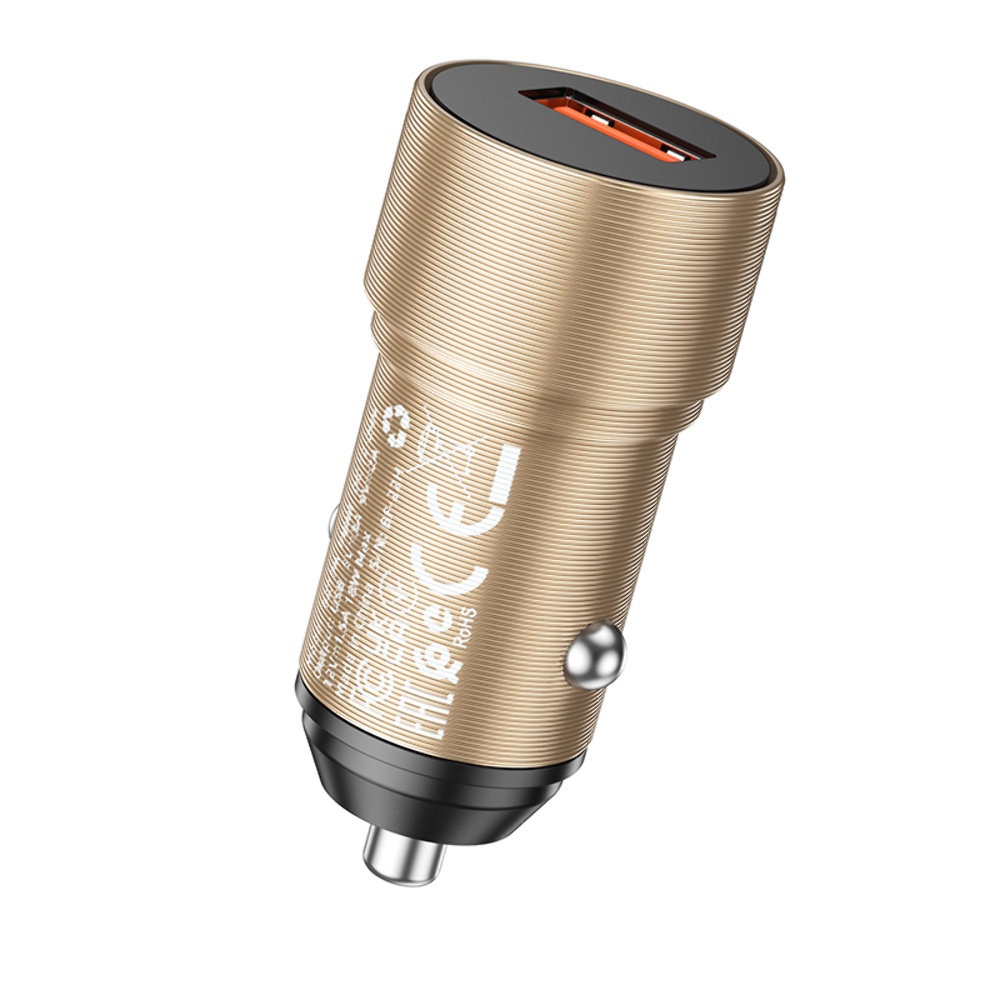 Автомобильное зарядное устройство Borofone BZ19A USB QC золотистое