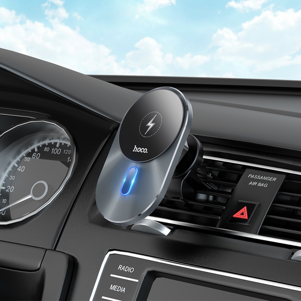 Автодержатель Hoco CA91 магнитный с беспроводной зарядкой 15W gray