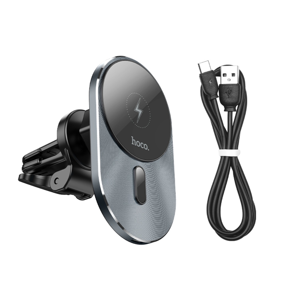 Автодержатель Hoco CA91 магнитный с беспроводной зарядкой 15W gray