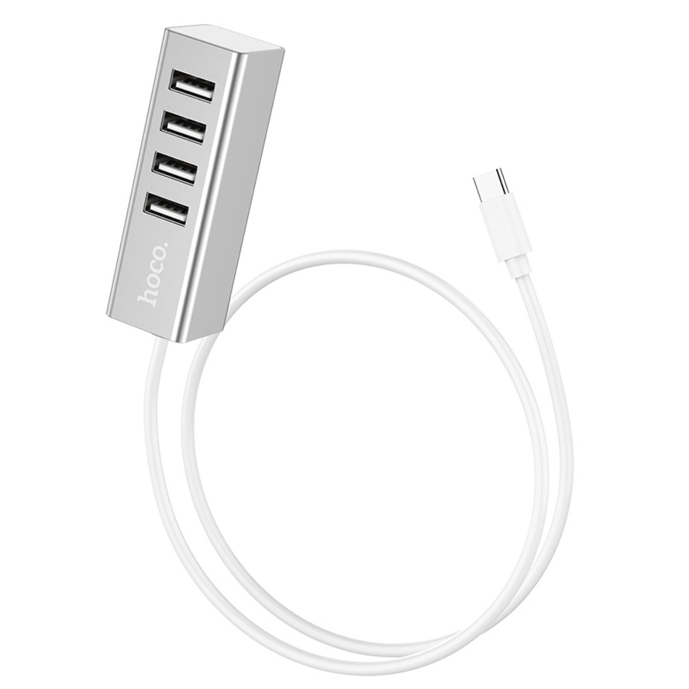 Мультиадаптер хаб Hoco HB1 4в1 Type-C to 4 USB 2.0 (F) 0.8m