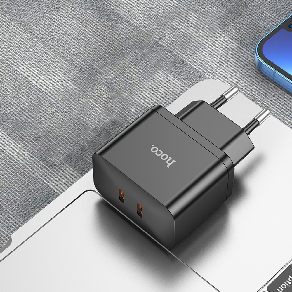 Сетевое зарядное устройство Hoco N29 2 Type-C PD 35W черное