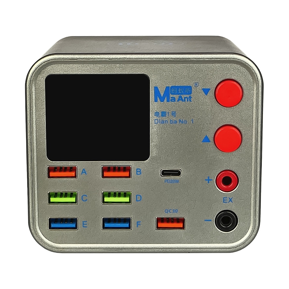 Зарядная станция с индикацией параметров зарядки MaAnt Dianba No.1 (6 USB 2А/ 1 USB QC 3.0A/ 1 PD 20W/ Wireless fast charging 10W/ порт EX)