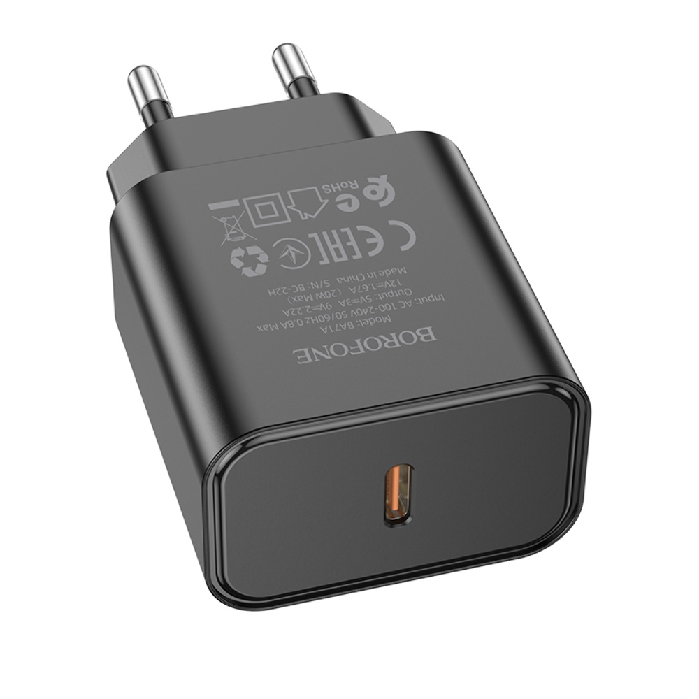 Сетевое зарядное устройство Borofone BA71A Type-C PD 20W черное