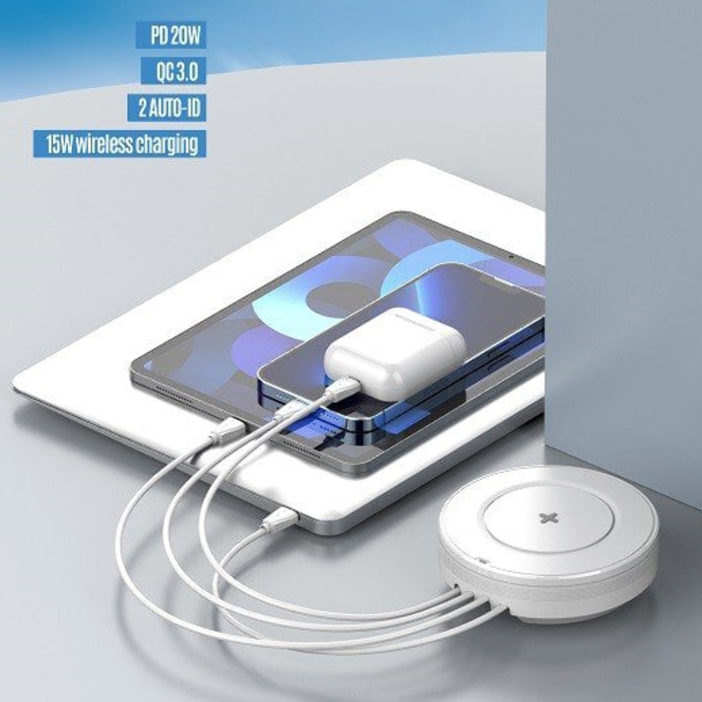 Беспроводное зарядное устройство Ldnio AW003 3 USB/ Type-C QC PD 32W белое