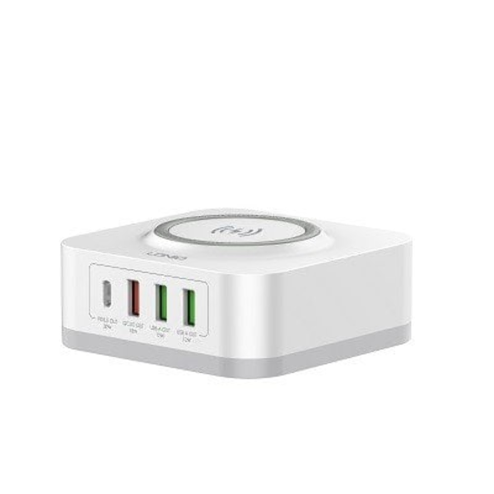 Беспроводное зарядное устройство Ldnio AW004 3 USB/ Type-C QC PD 32W белое