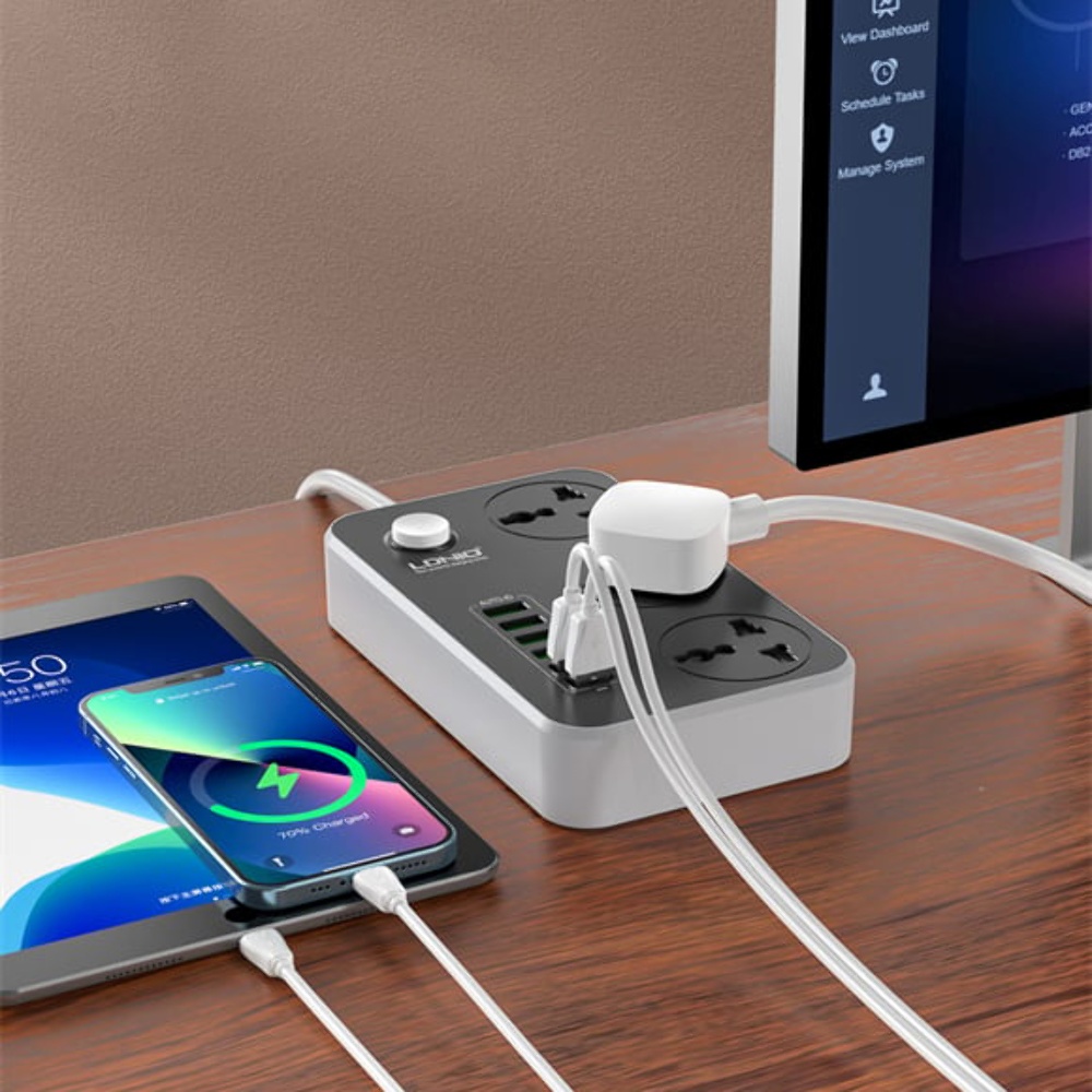 Сетевое зарядное устройство удлинитель Ldnio SC3604 6 USB 3 розетки 2m серо-черный