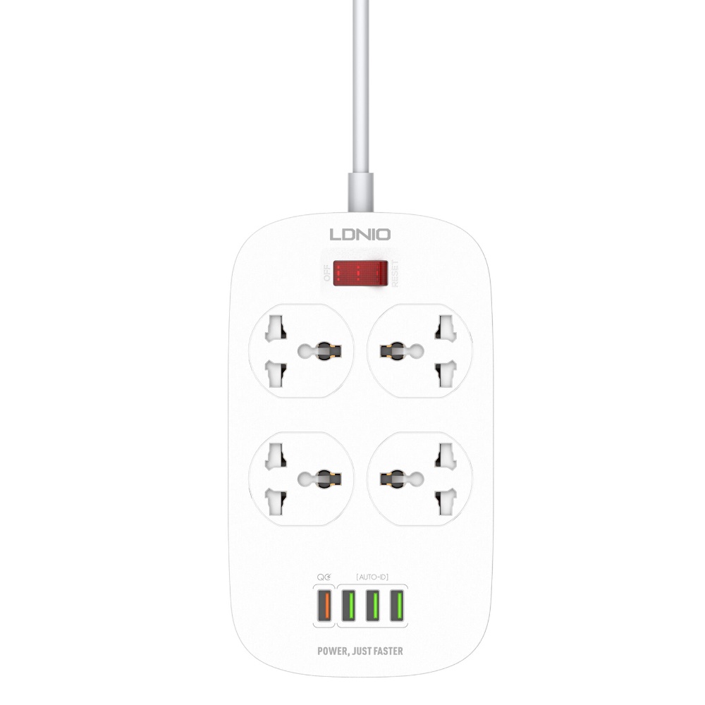 Сетевое зарядное устройство удлинитель Ldnio SC4407 4 USB 4 розетки 2m белый