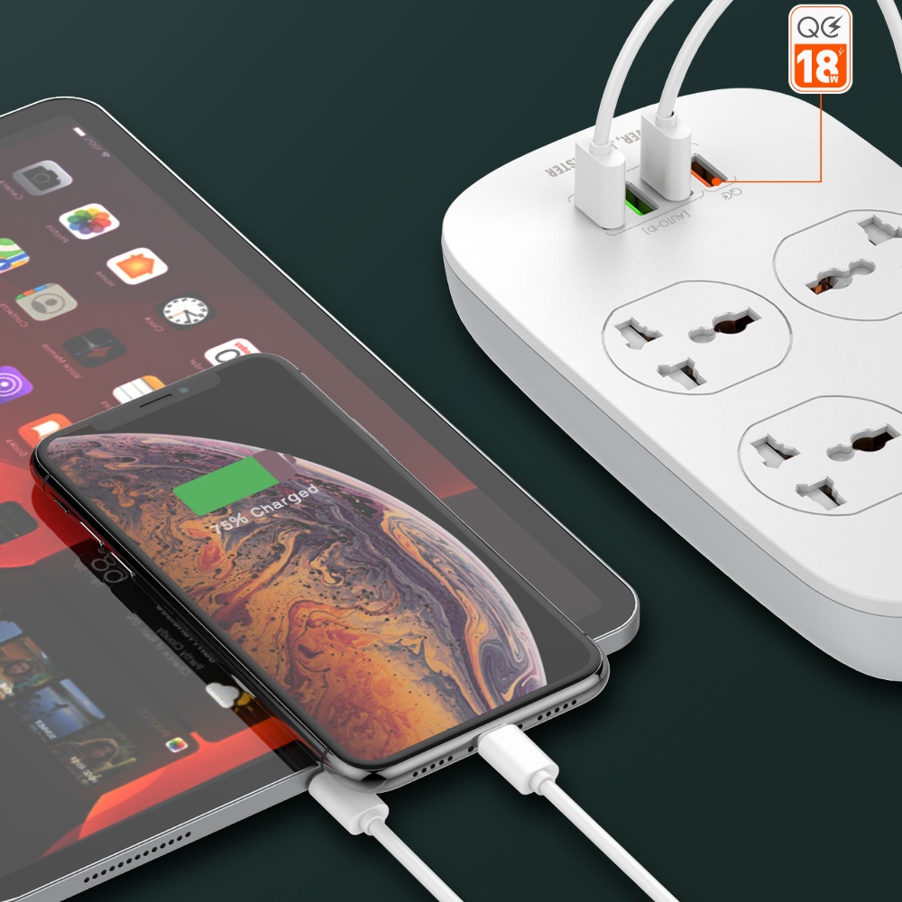 Сетевое зарядное устройство удлинитель Ldnio SC4407 4 USB 4 розетки 2m белый