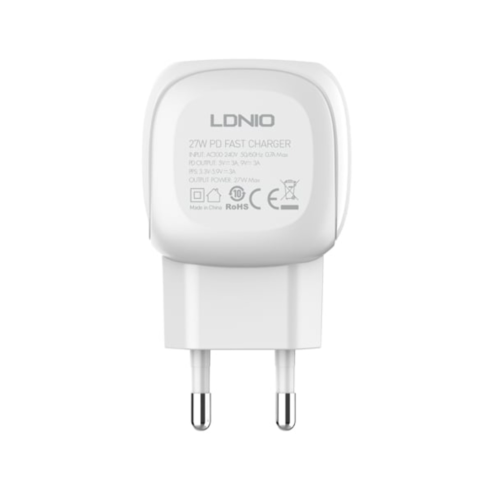 Сетевое зарядное устройство Ldnio A1206C Type-C PD 27W белое + кабель Type-С to Lightning