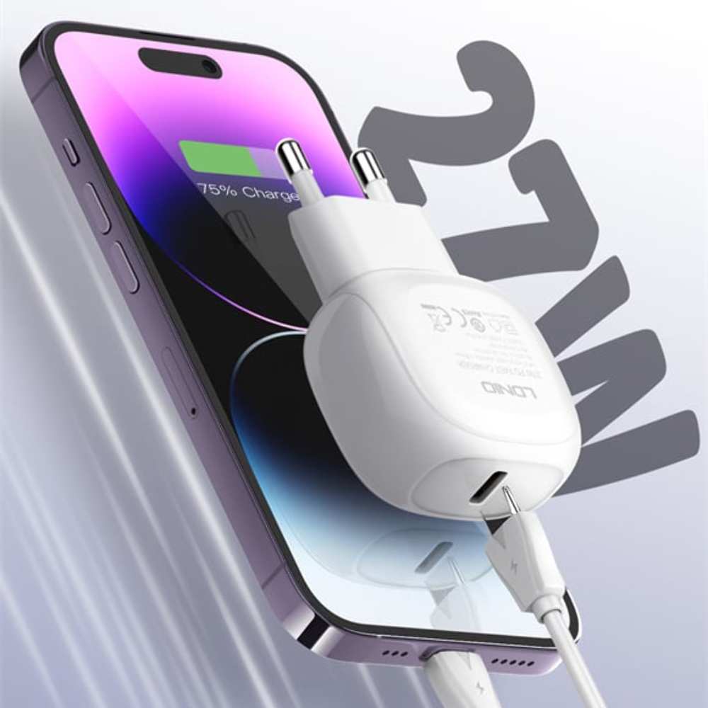 Сетевое зарядное устройство Ldnio A1206C Type-C PD 27W белое + кабель Type-С to Lightning