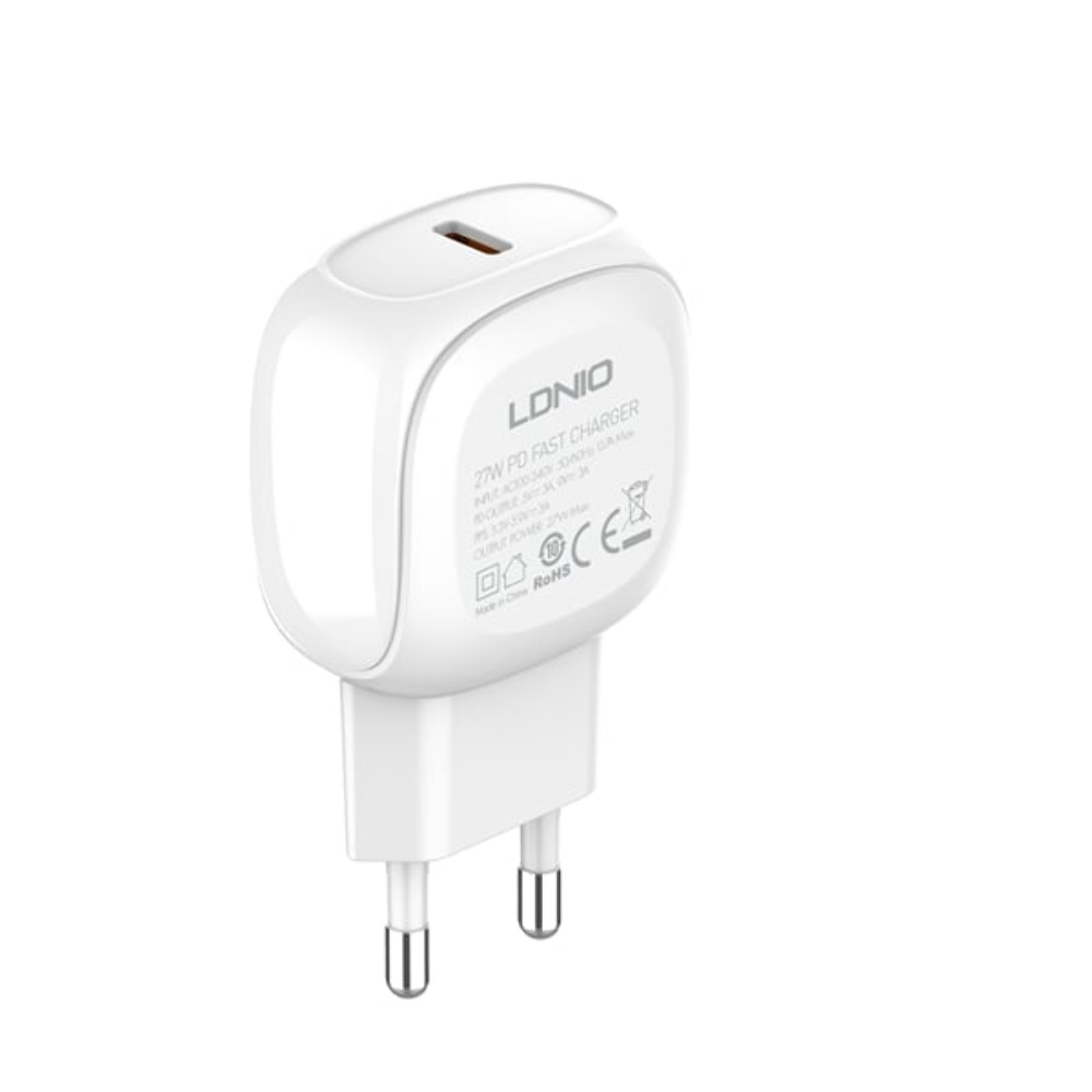 Сетевое зарядное устройство Ldnio A1206C Type-C PD 27W белое + кабель Type-С to Type-С
