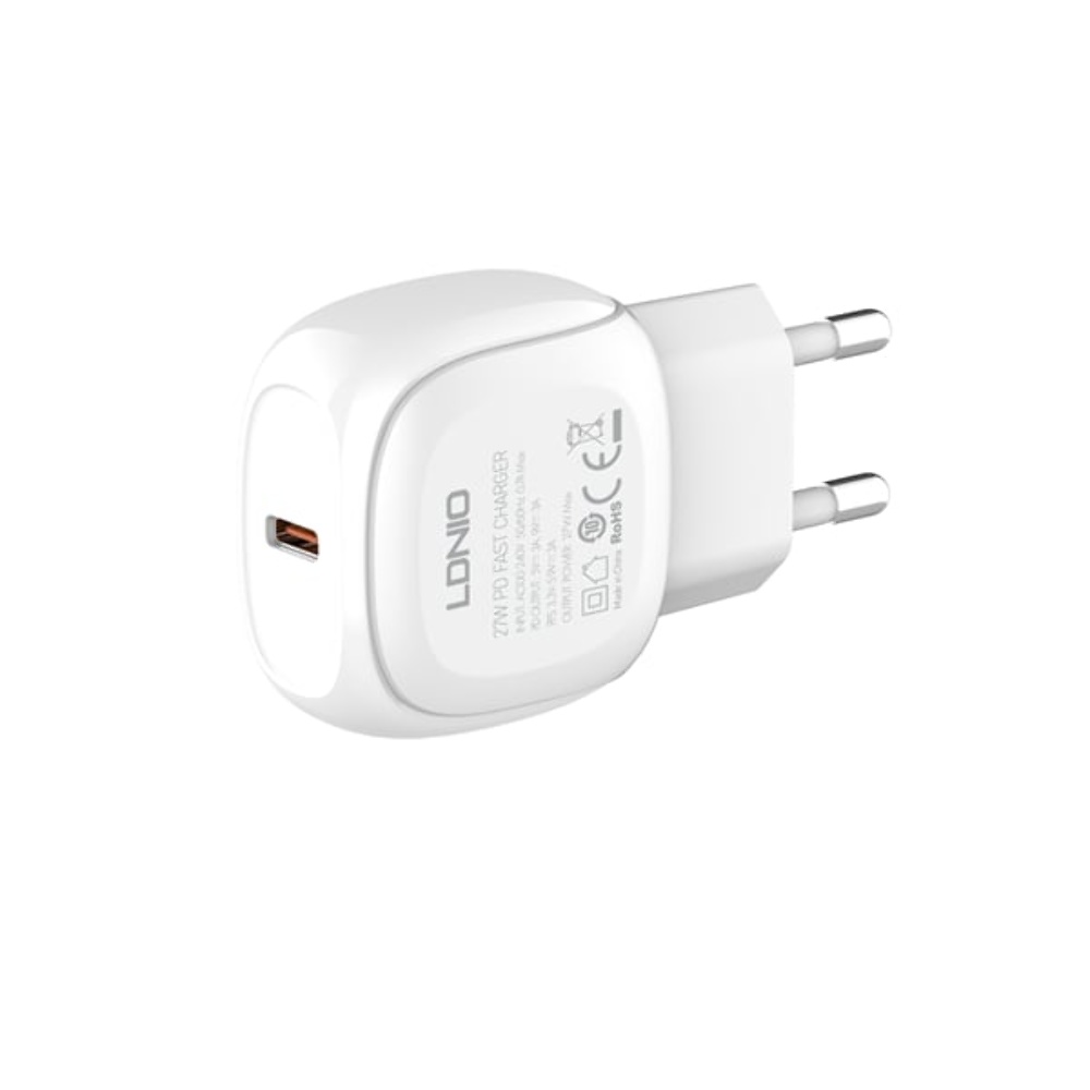Сетевое зарядное устройство Ldnio A1206C Type-C PD 27W белое + кабель Type-С to Type-С