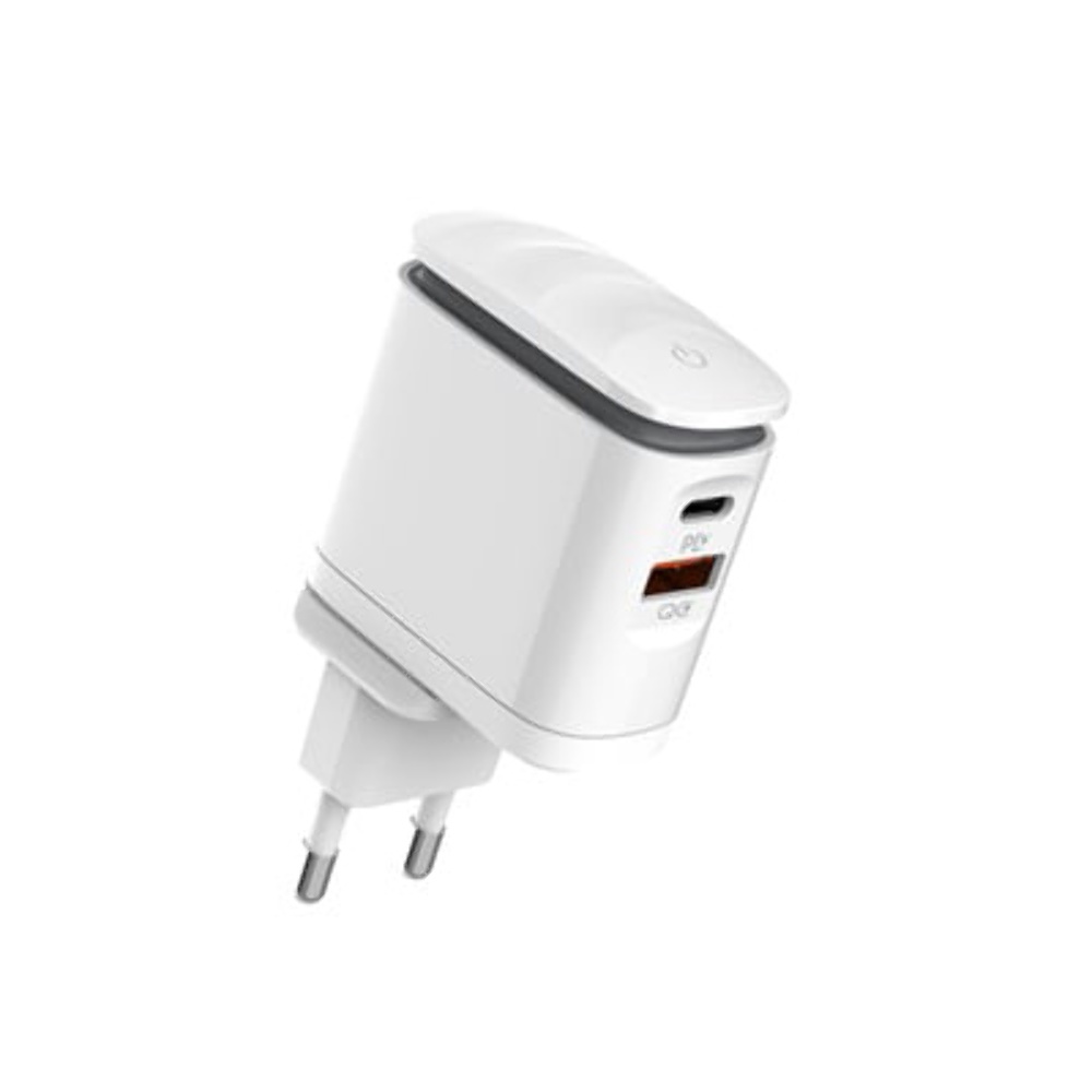 Сетевое зарядное устройство Ldnio A2423C USB/ Type-C QC PD 25W ночник белое + кабель Type-C to Lightning