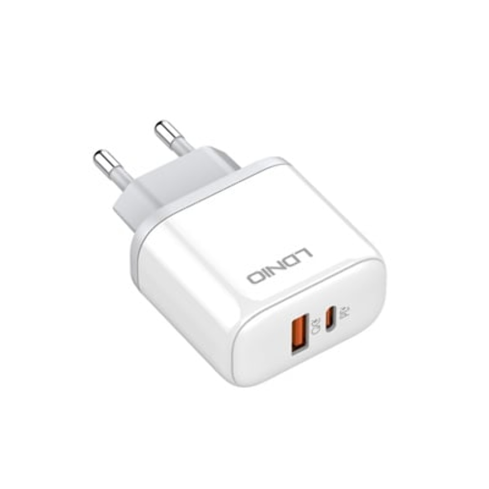 Сетевое зарядное устройство Ldnio A2526C USB/ Type-C QC PD 45W белое + кабель Type-C to Lightning