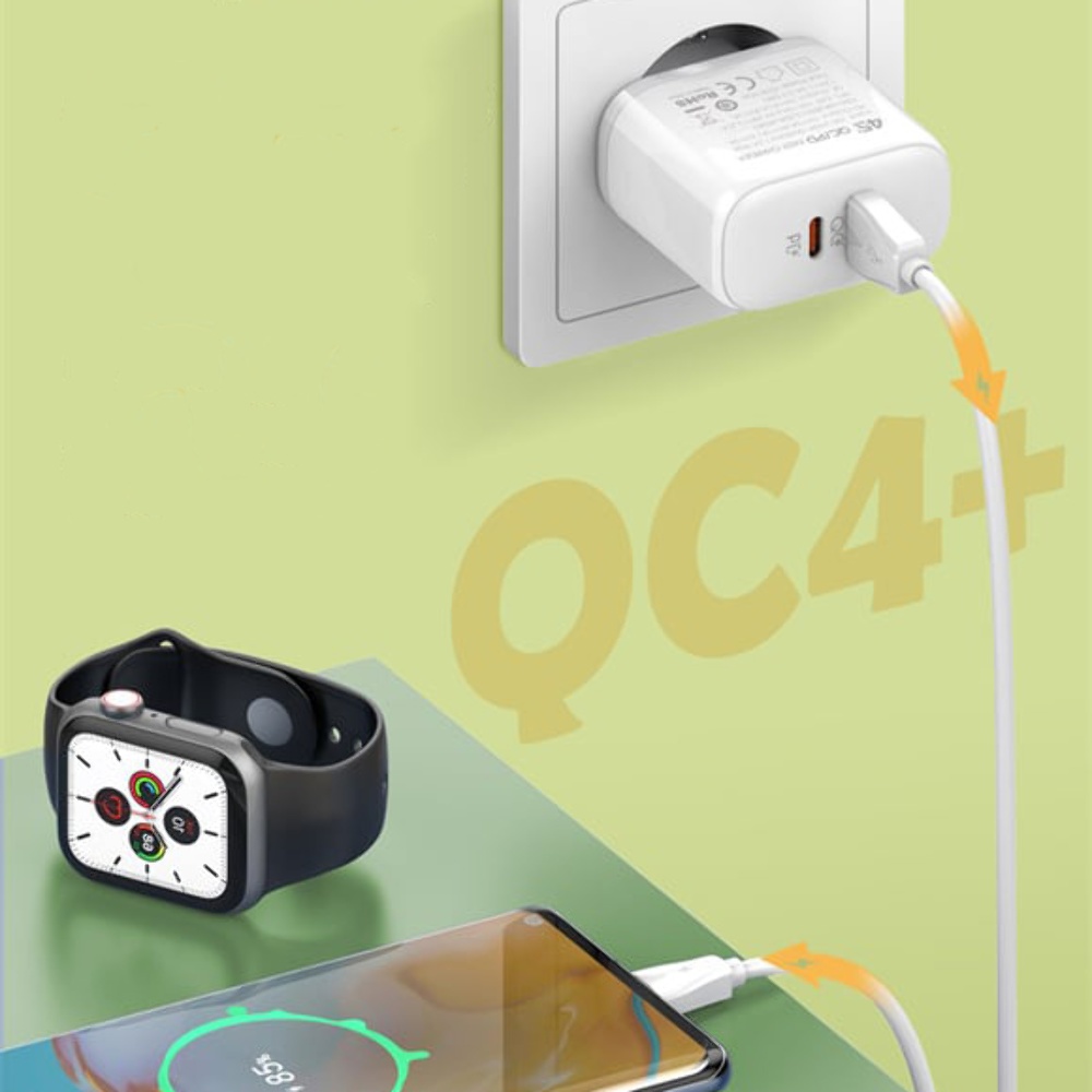 Сетевое зарядное устройство Ldnio A2526C USB/ Type-C QC PD 45W белое + кабель Type-C to Lightning
