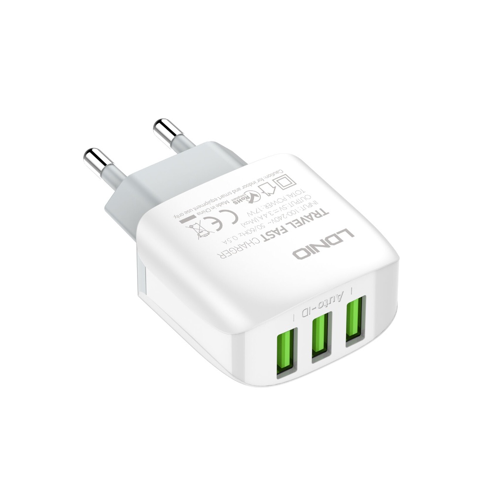 Сетевое зарядное устройство Ldnio A3312 3 USB белое + кабель USB to Type-C