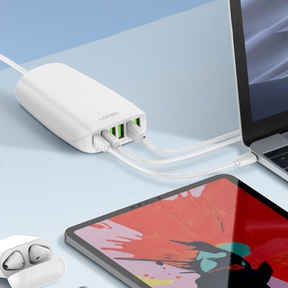 Сетевое зарядное устройство Ldnio A6573C 5 USB/ Type-C QC PD 65W белое